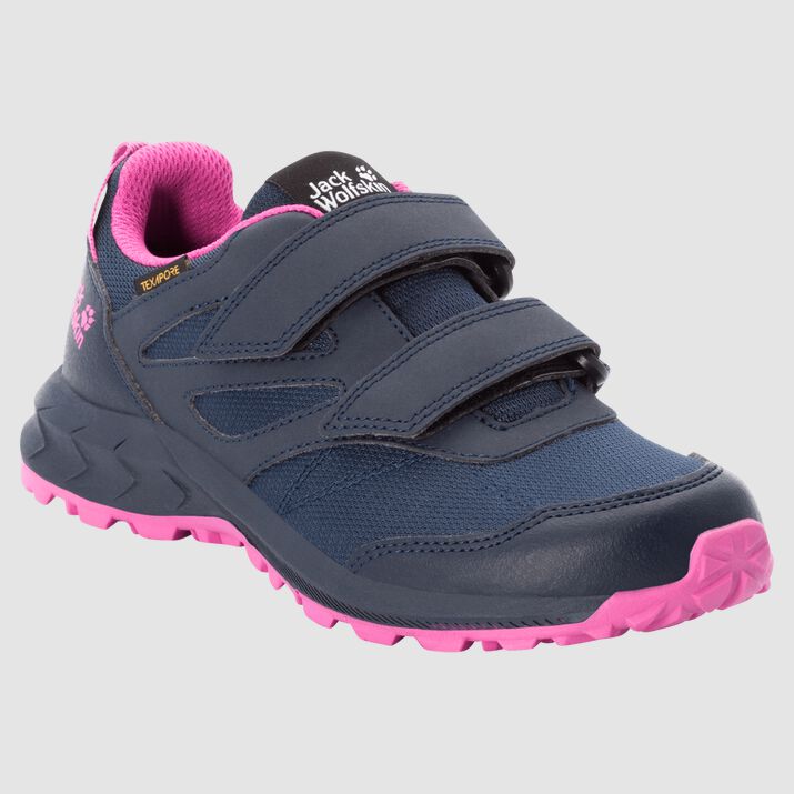 Jack Wolfskin Kids Woodland Texapore Low Vc Hiking Shoes Blue/Pink 291638RNA